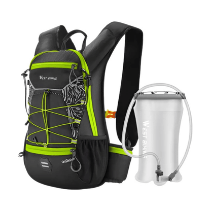 CarryQuest® - Fietsrugzak - Ultralicht 16L Backpack - 1.5L Clip water Bag - Waterbestendig - Groen