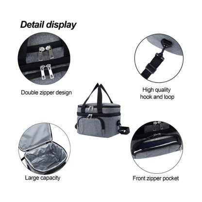 CarryQuest® - Geïsoleerde Lunchtas - Dubbel Compartiment + 8 Uur Isolatie - Thermische Lunchbox - Blauw