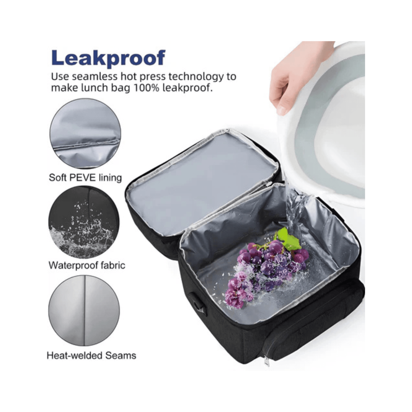 CarryQuest® - Geïsoleerde Lunchtas - Dubbel Compartiment + 8 Uur Isolatie - Thermische Lunchbox - Zwart