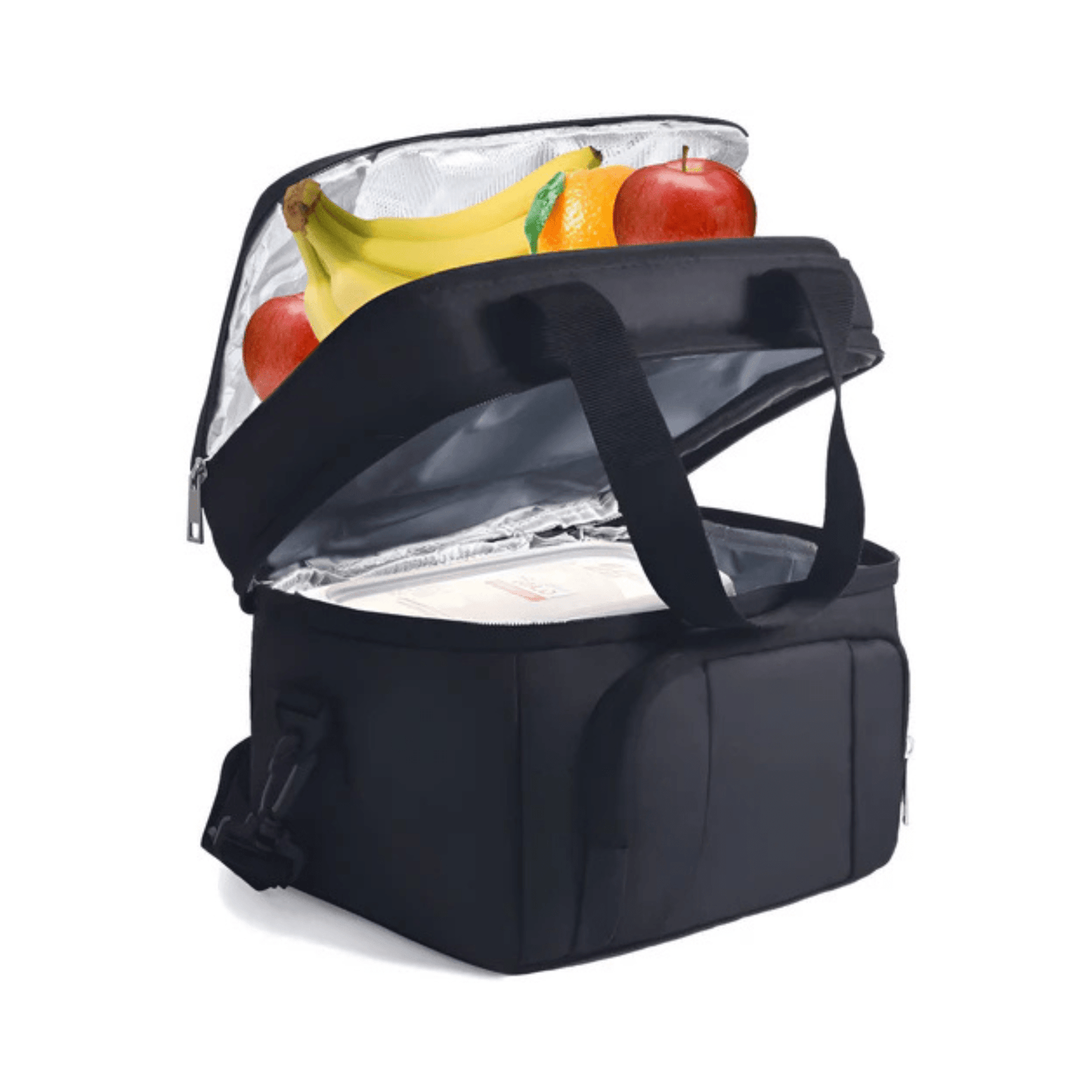 CarryQuest® - Geïsoleerde Lunchtas - Dubbel Compartiment + 8 Uur Isolatie - Thermische Lunchbox - Zwart
