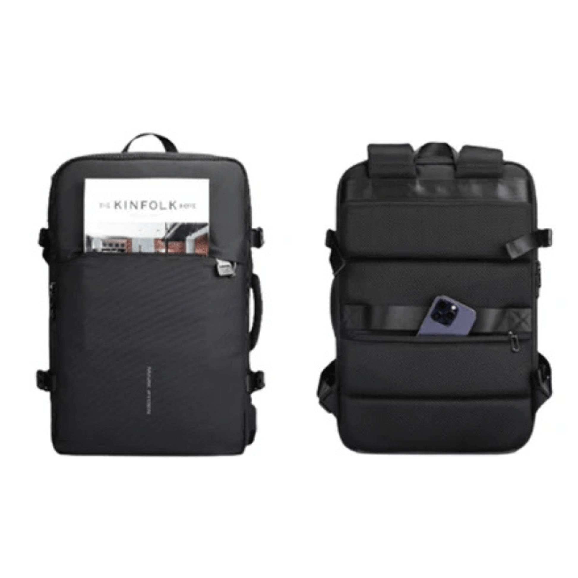 CarryQuest® - Grote Herenrugzak 40L - Laptopvak 17,3" - USB - Laptop Rugzak - Zwart