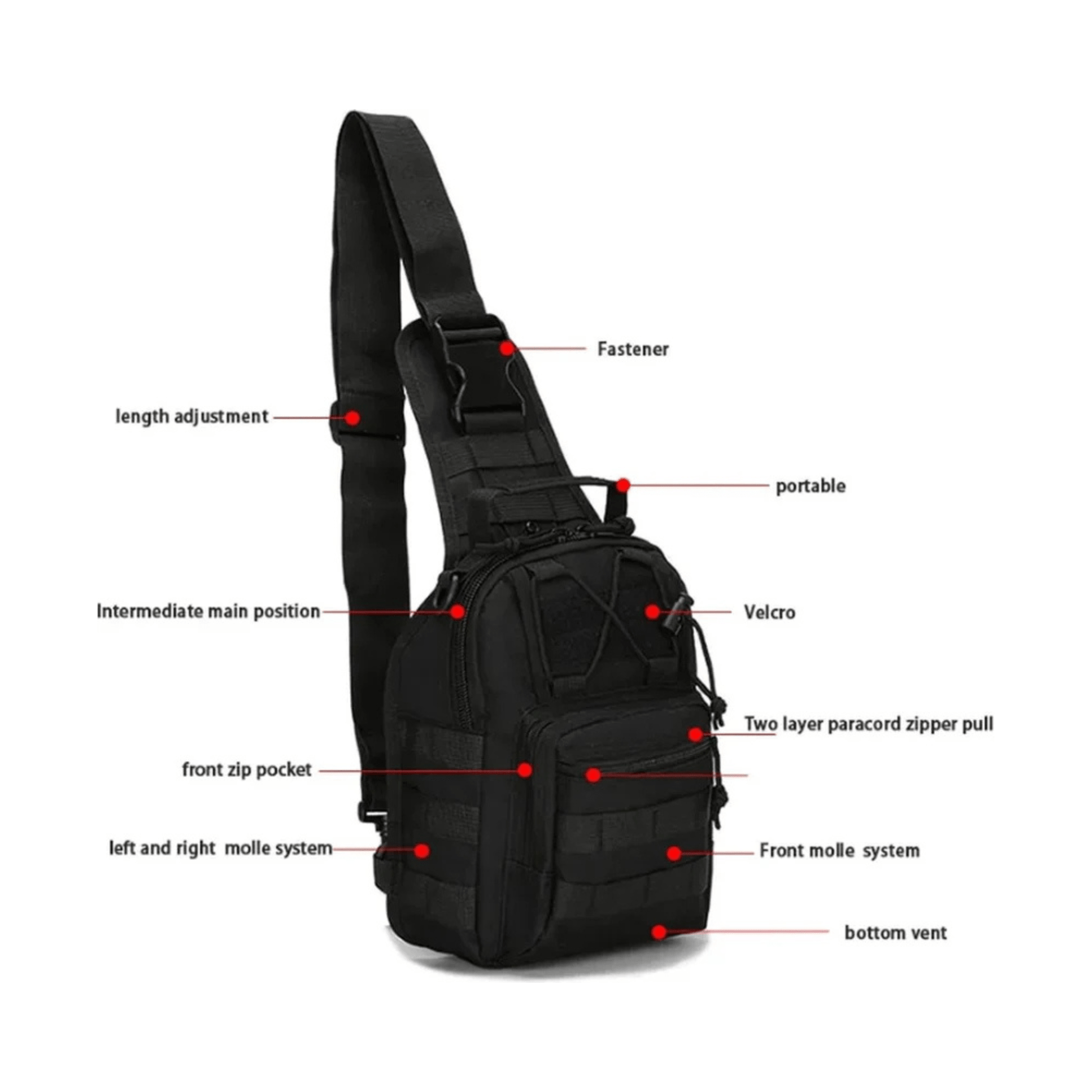 CarryQuest® - Handbagage - Duurzame Buitensportzak - Unisex Design - wandelen - kamperen - reizen - Zwart