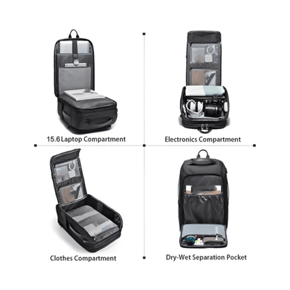 CarryQuest® - Heren Laptop Reistas 15.6" - Anti - Diefstal & Waterbestendig - USB - Zwart