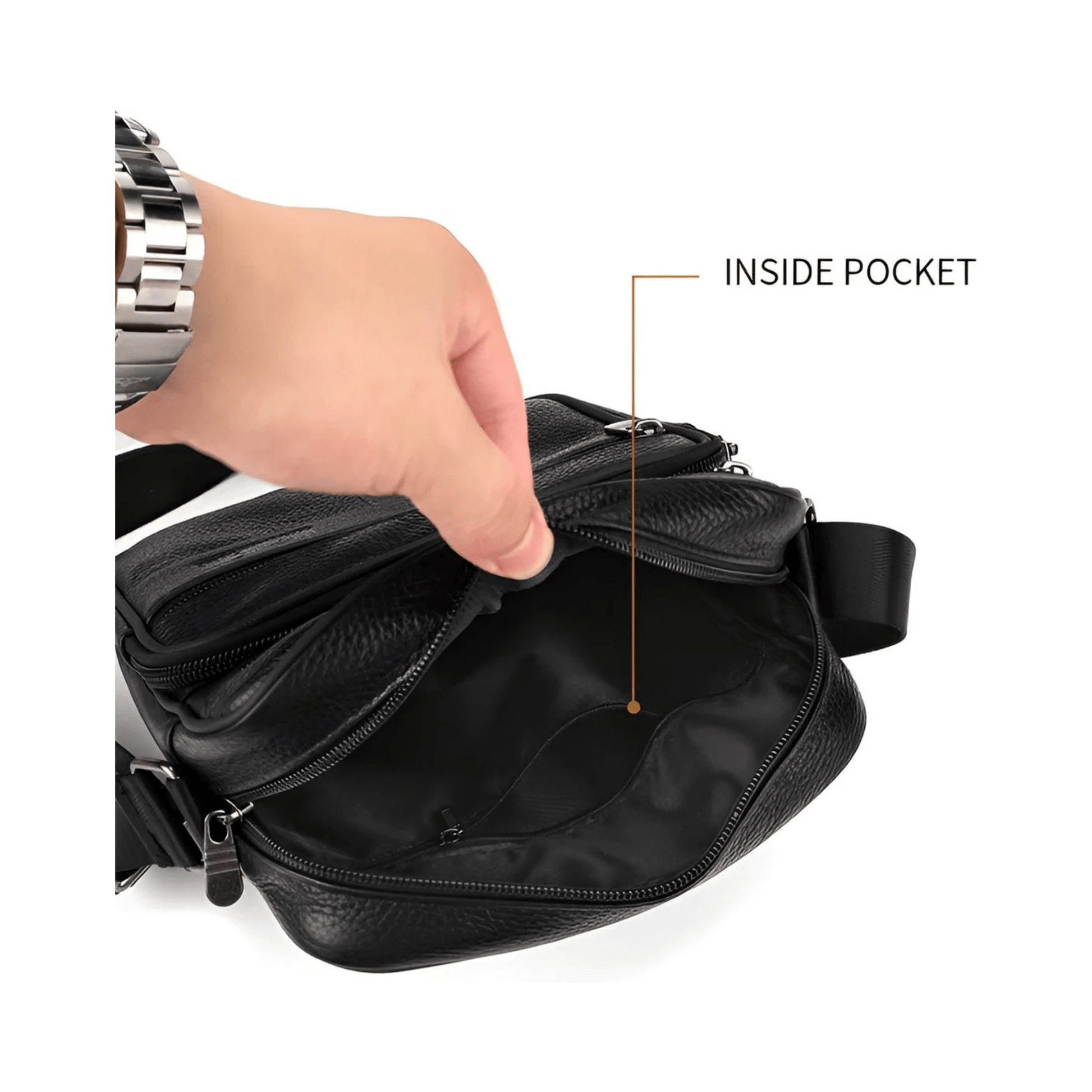 CarryQuest® - Heren Lederen Schoudertas - Echt Leder - Donkerbruin
