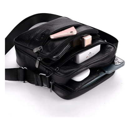 CarryQuest® - Heren Lederen Schoudertas - Echt Leder - Donkerbruin