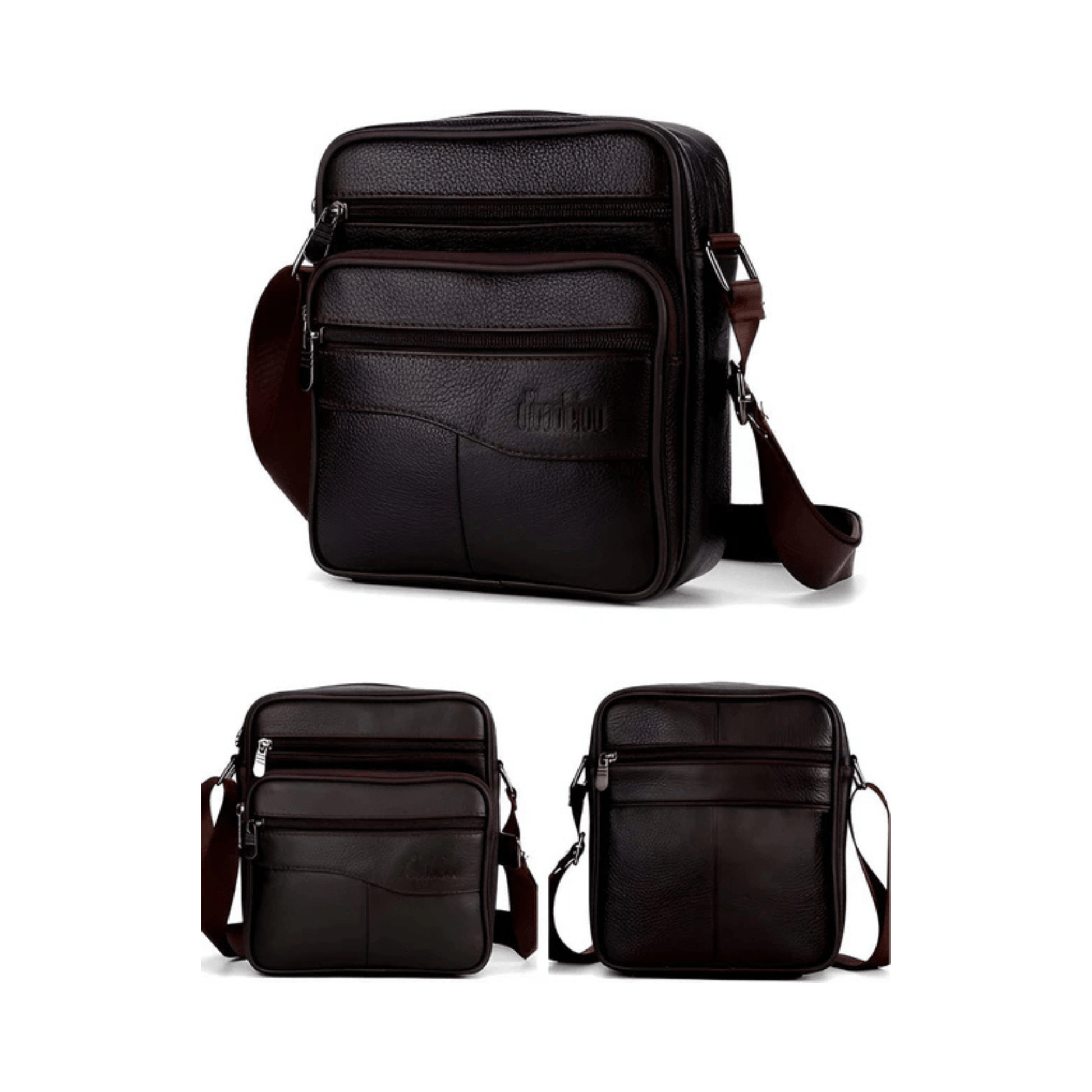CarryQuest® - Heren Lederen Schoudertas - Echt Leder - Donkerbruin
