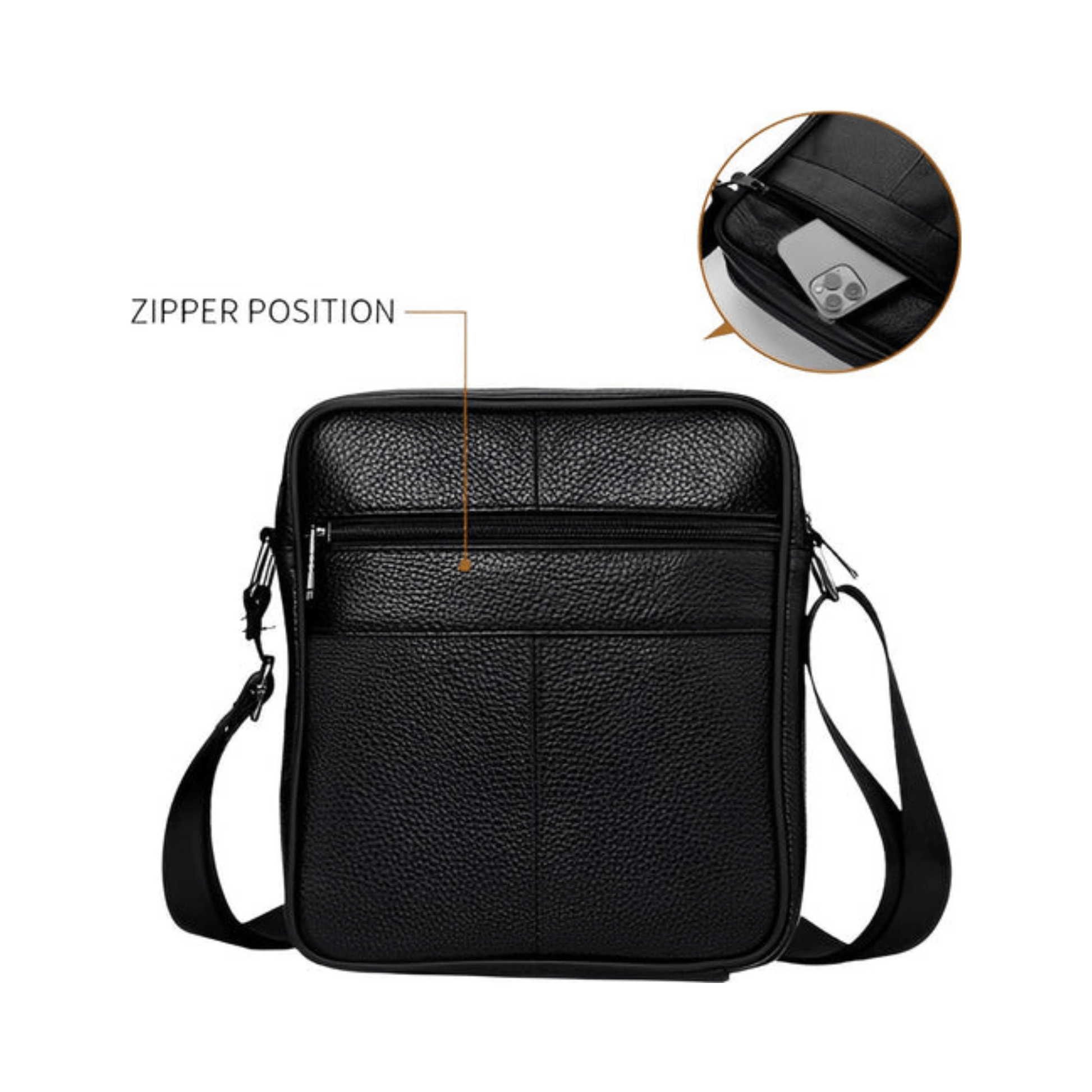 CarryQuest® - Heren Lederen Schoudertas - Echt Leder - Donkerbruin