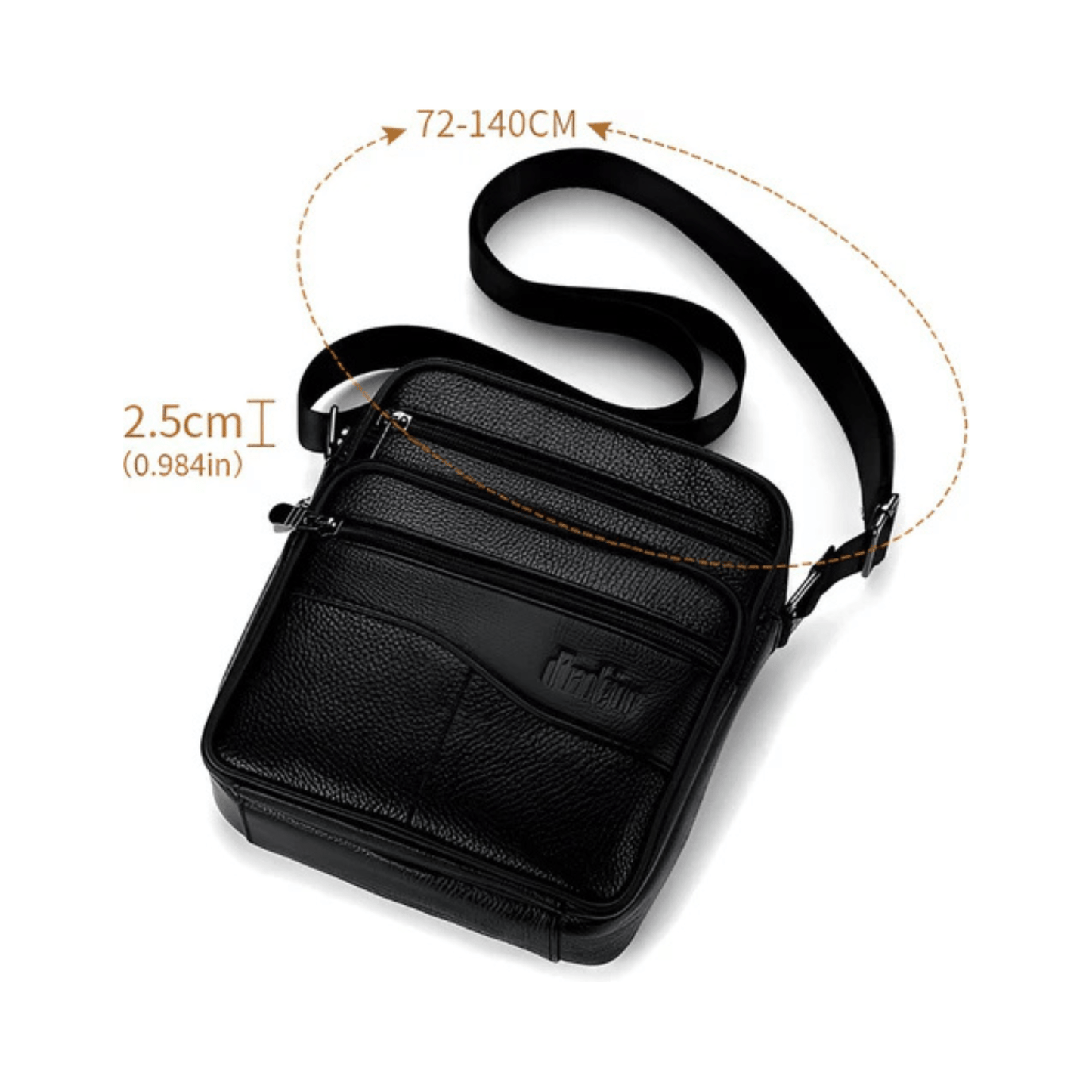 CarryQuest® - Heren Lederen Schoudertas - Echt Leder - Zwart