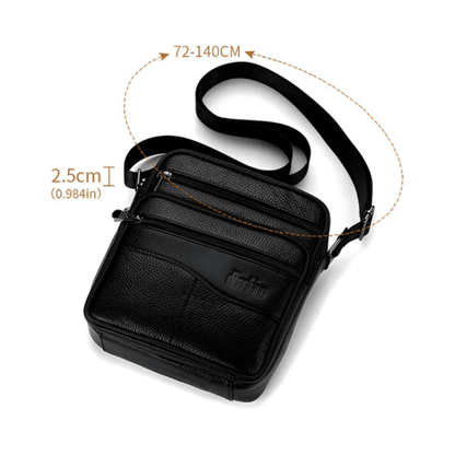 CarryQuest® - Heren Lederen Schoudertas - Echt Leder - Zwart
