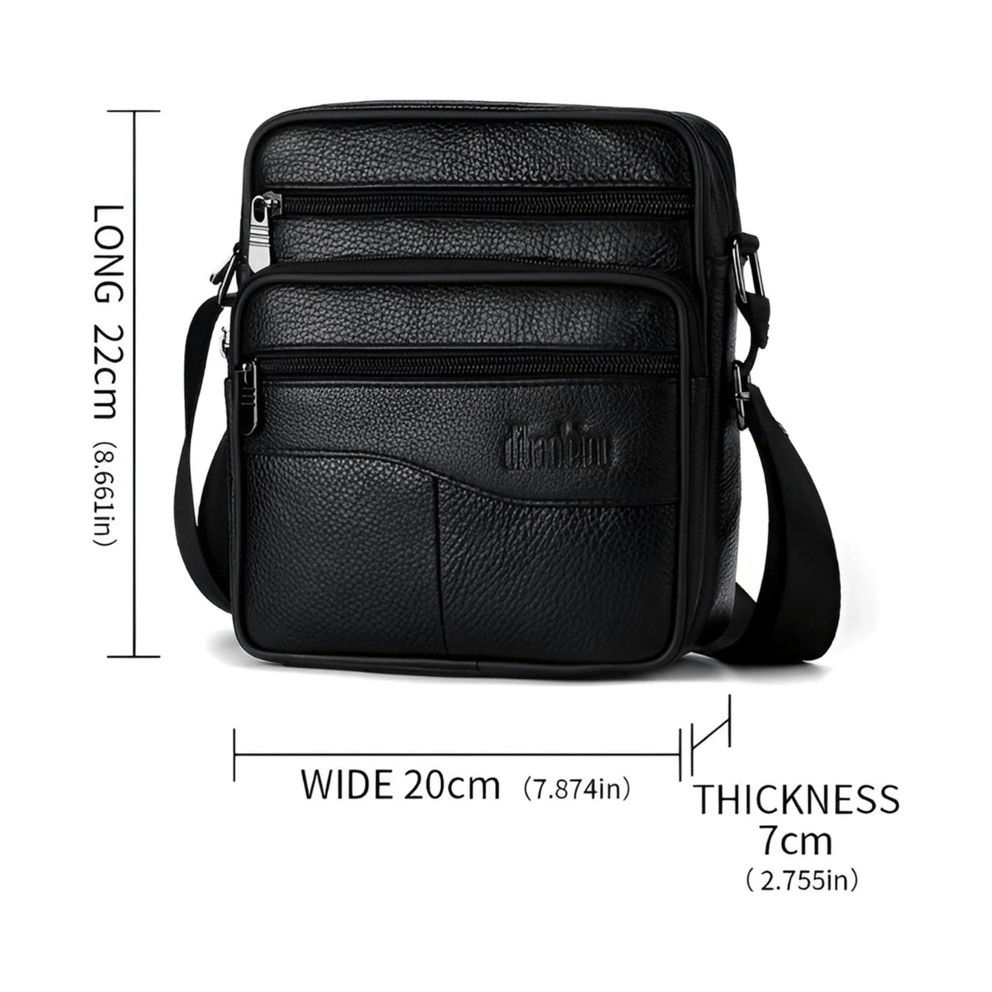 CarryQuest® - Heren Lederen Schoudertas - Echt Leder - Zwart