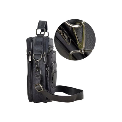 CarryQuest® - Heren Lederen Schoudertas - Handtassen - Zwart