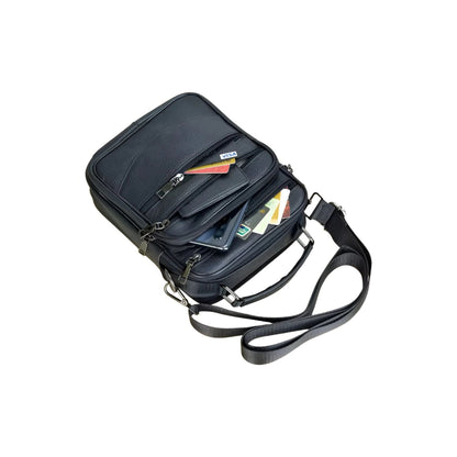 CarryQuest® - Heren Lederen Schoudertas - Handtassen - Zwart