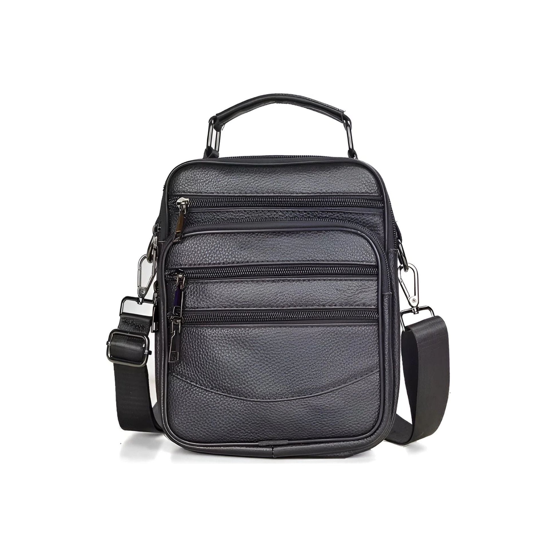 CarryQuest® - Heren Lederen Schoudertas - Handtassen - Zwart