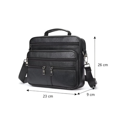 CarryQuest® - Heren Lederen Schoudertas - Koeienhuid Lederen Handtassen - Zwart
