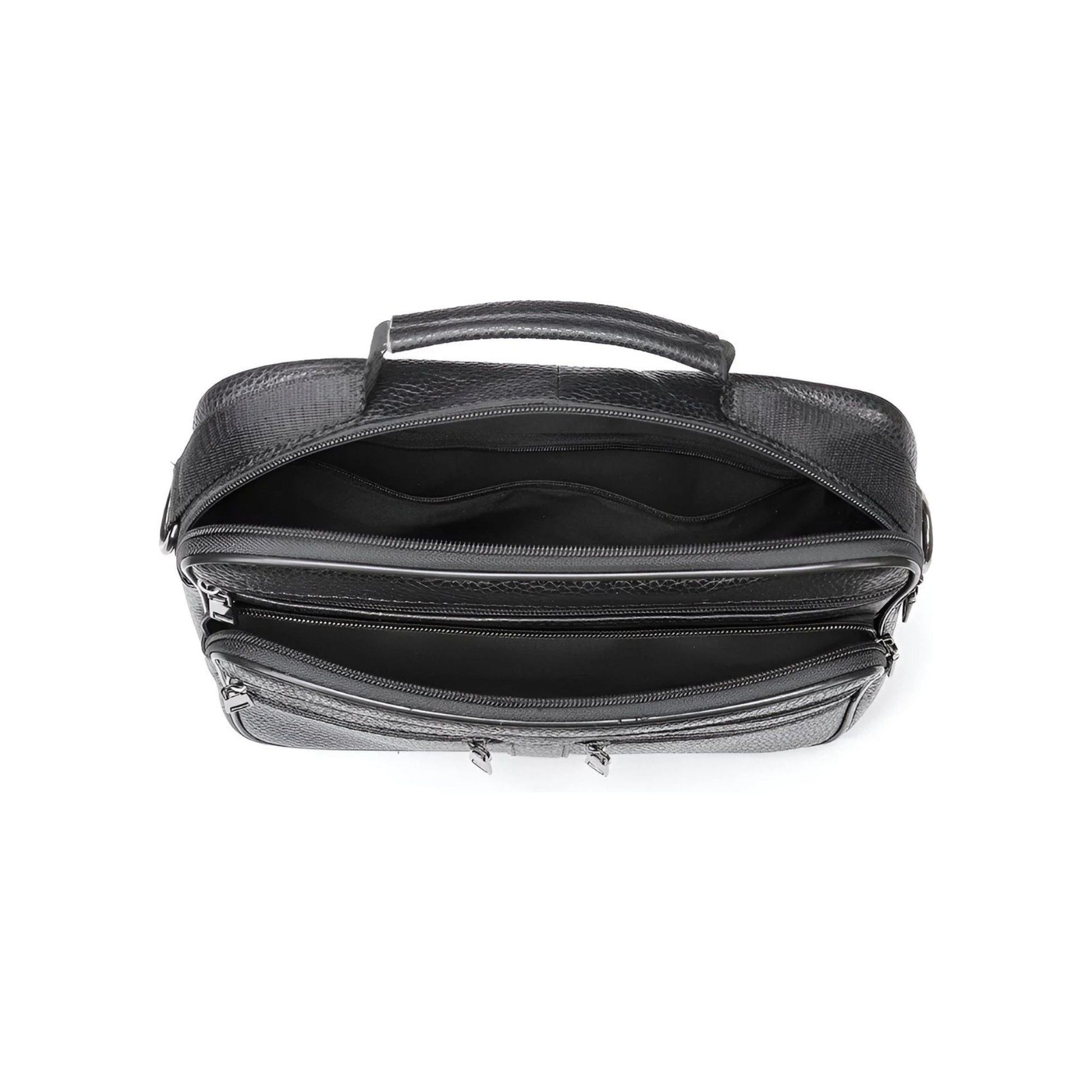 CarryQuest® - Heren Lederen Schoudertas - Koeienhuid Lederen Handtassen - Zwart