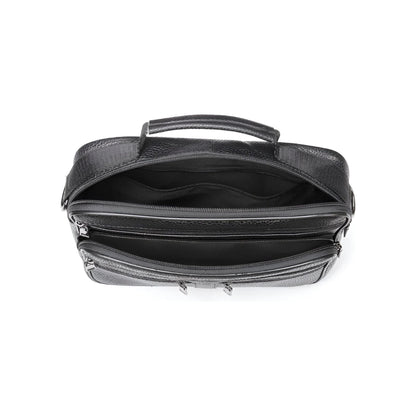 CarryQuest® - Heren Lederen Schoudertas - Koeienhuid Lederen Handtassen - Zwart