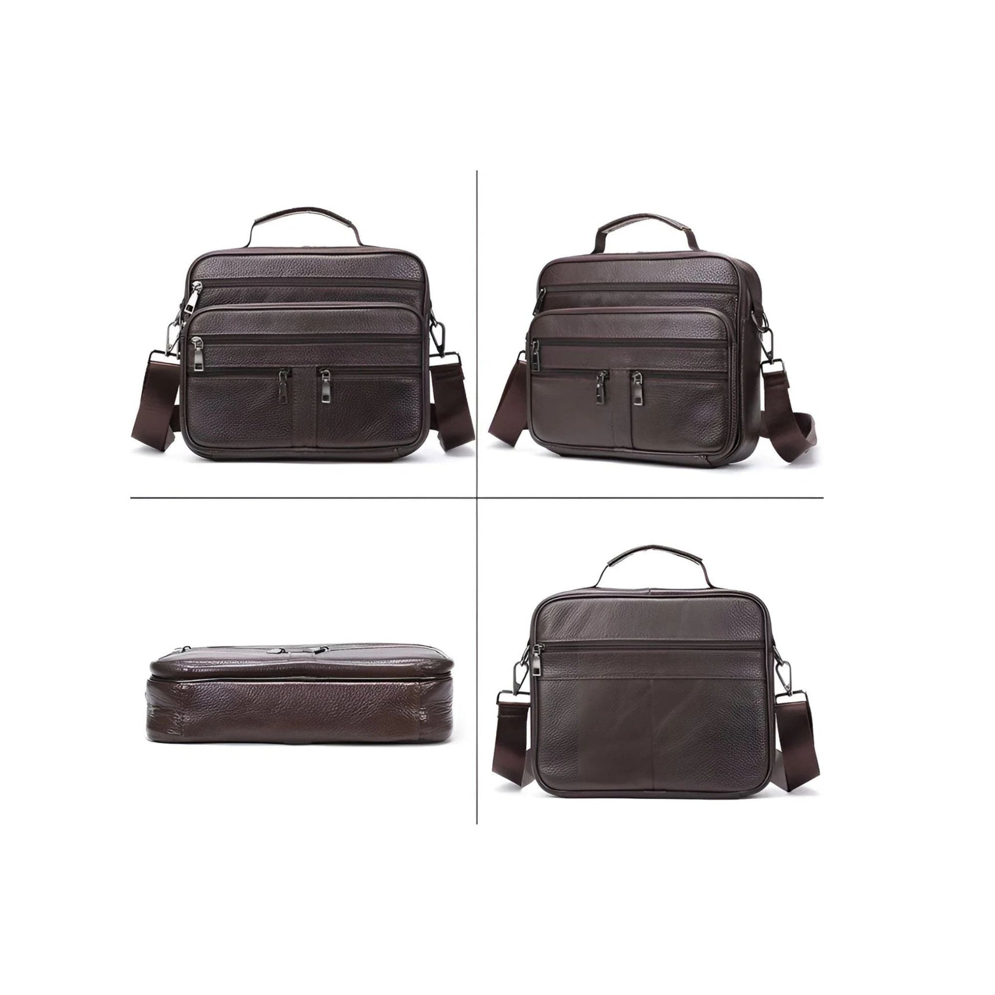 CarryQuest® - Heren Lederen Schoudertas - Messenger Bag - Lederen Handtassen - Donkere koffie