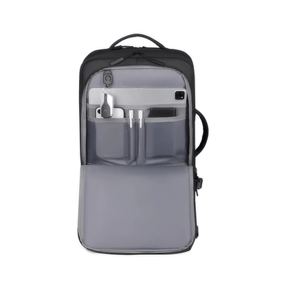 CarryQuest® - Heren Reistas Rugzak - 17 Inch Laptop + USB Oplaadpoort - Schooltas - Wandelrugzak - Grijs