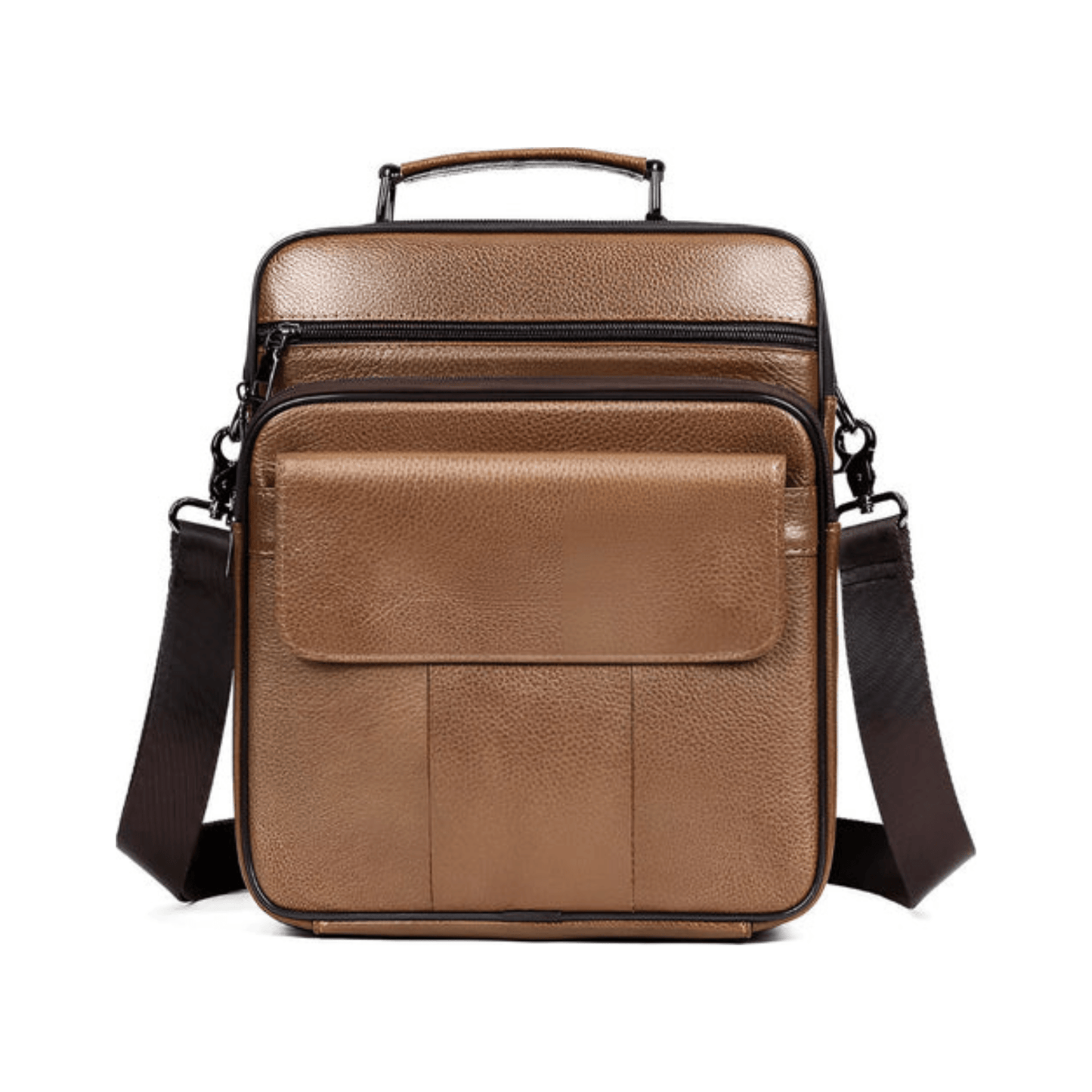 CarryQuest® - Heren Schoudertas - Casual crossbody messenger van leer - Bruin