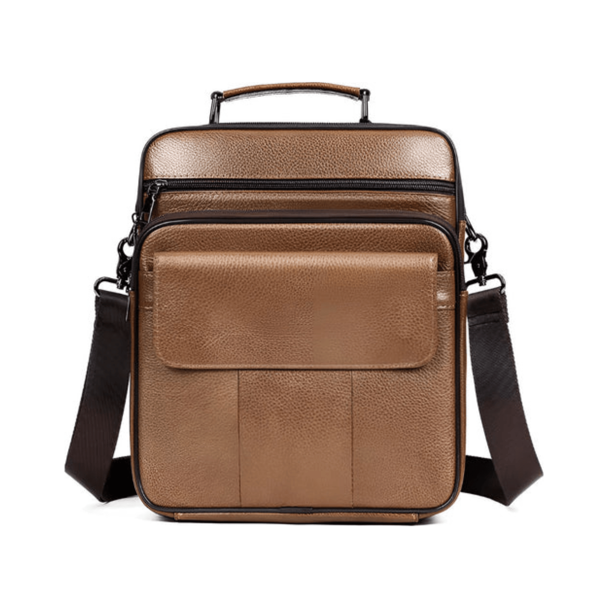 CarryQuest® - Heren Schoudertas - Casual crossbody messenger van leer - Bruin