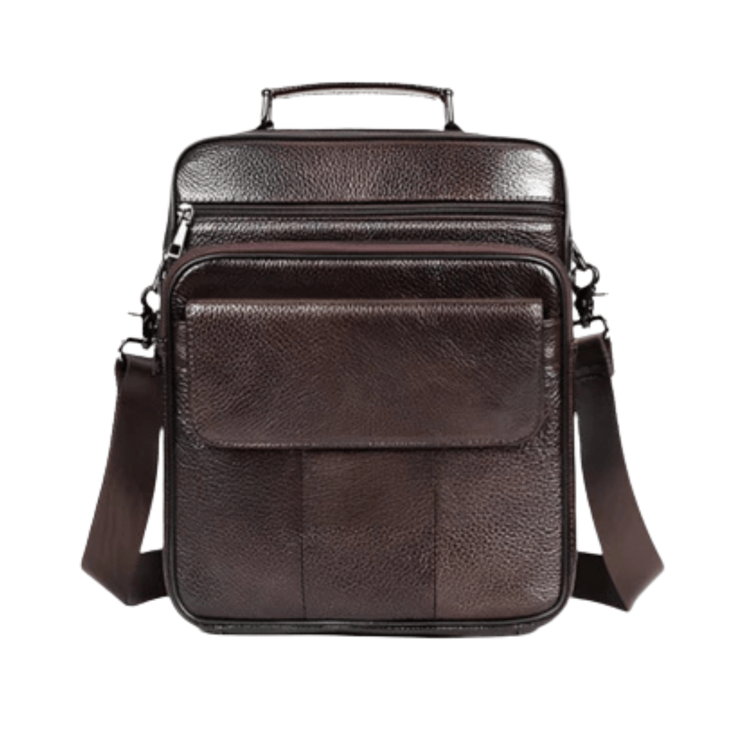 CarryQuest® - Heren Schoudertas - Casual crossbody messenger van leer - Koffee