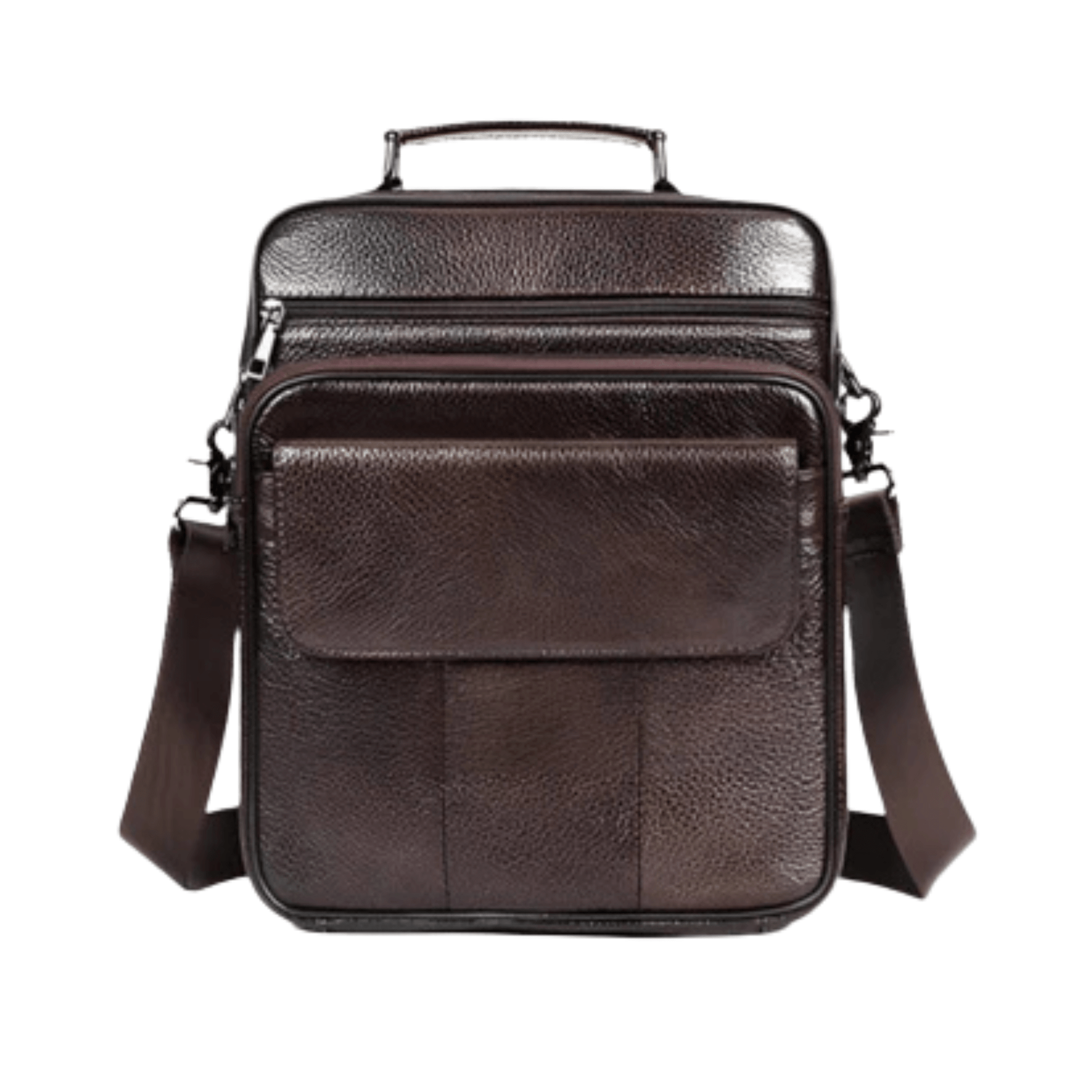 CarryQuest® - Heren Schoudertas - Casual crossbody messenger van leer - Koffee