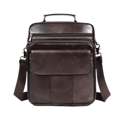 CarryQuest® - Heren Schoudertas - Casual crossbody messenger van leer - Koffee