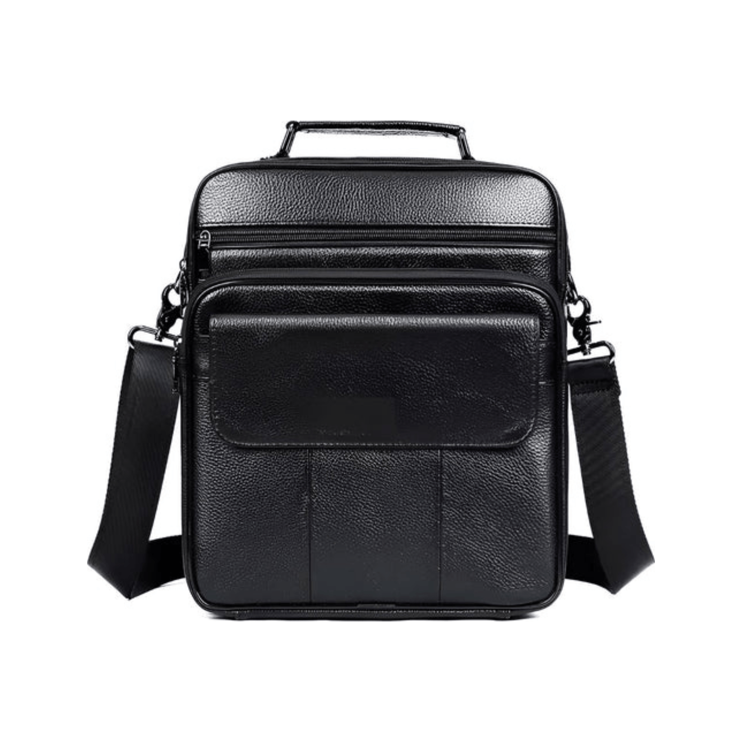 CarryQuest® - Heren Schoudertas - Casual crossbody messenger van leer - Zwart