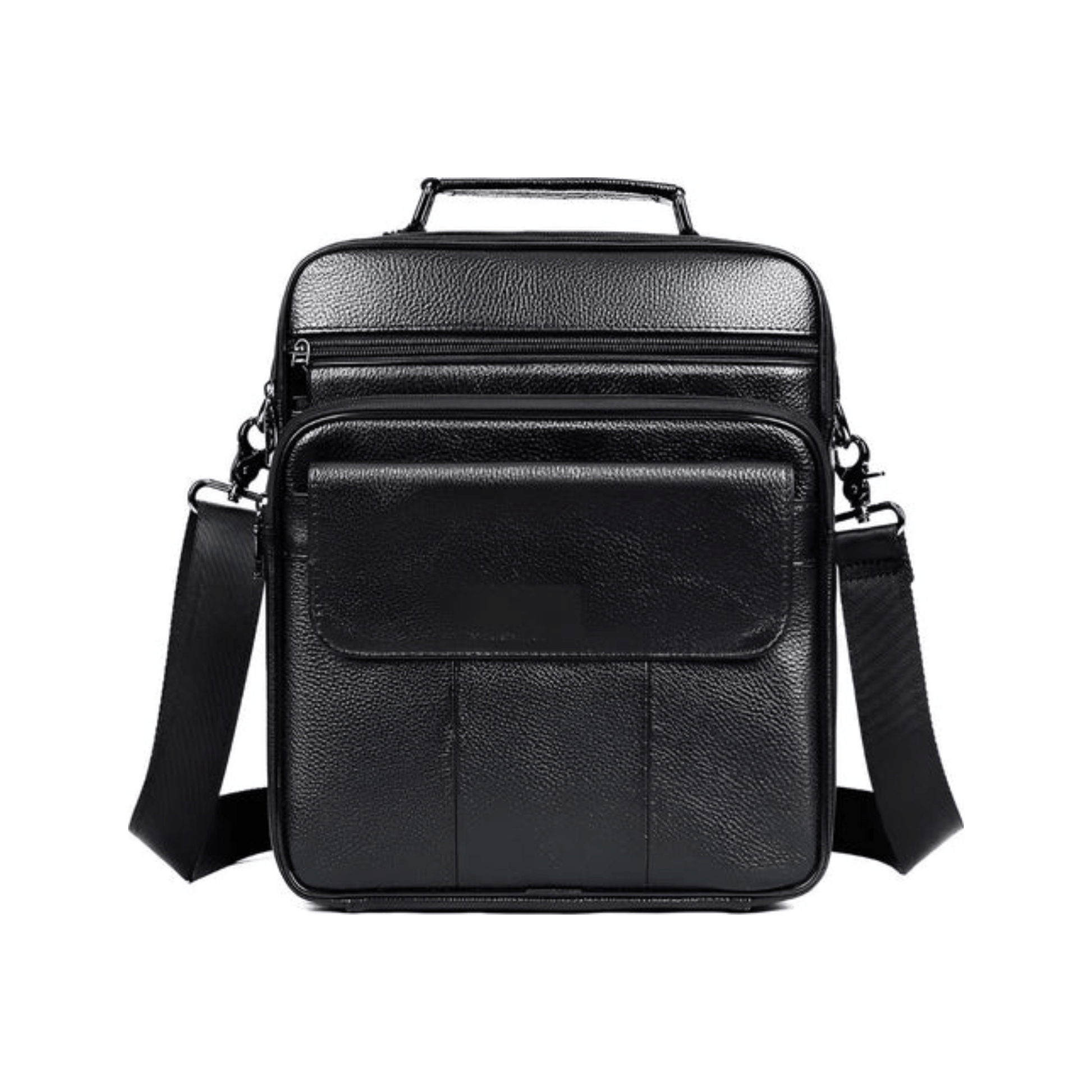 CarryQuest® - Heren Schoudertas - Casual crossbody messenger van leer - Zwart