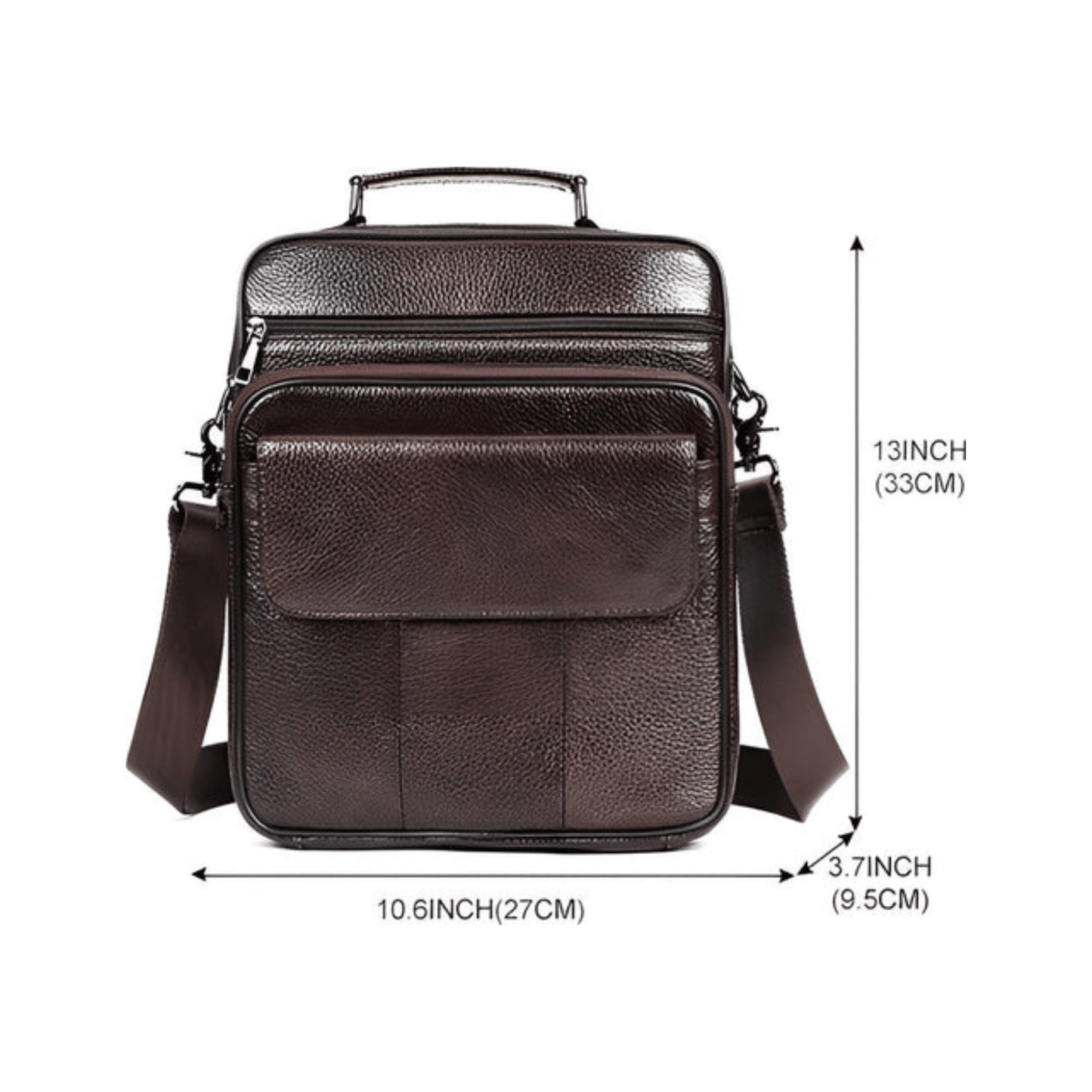 CarryQuest® - Heren Schoudertas - Casual crossbody messenger van leer - Zwart