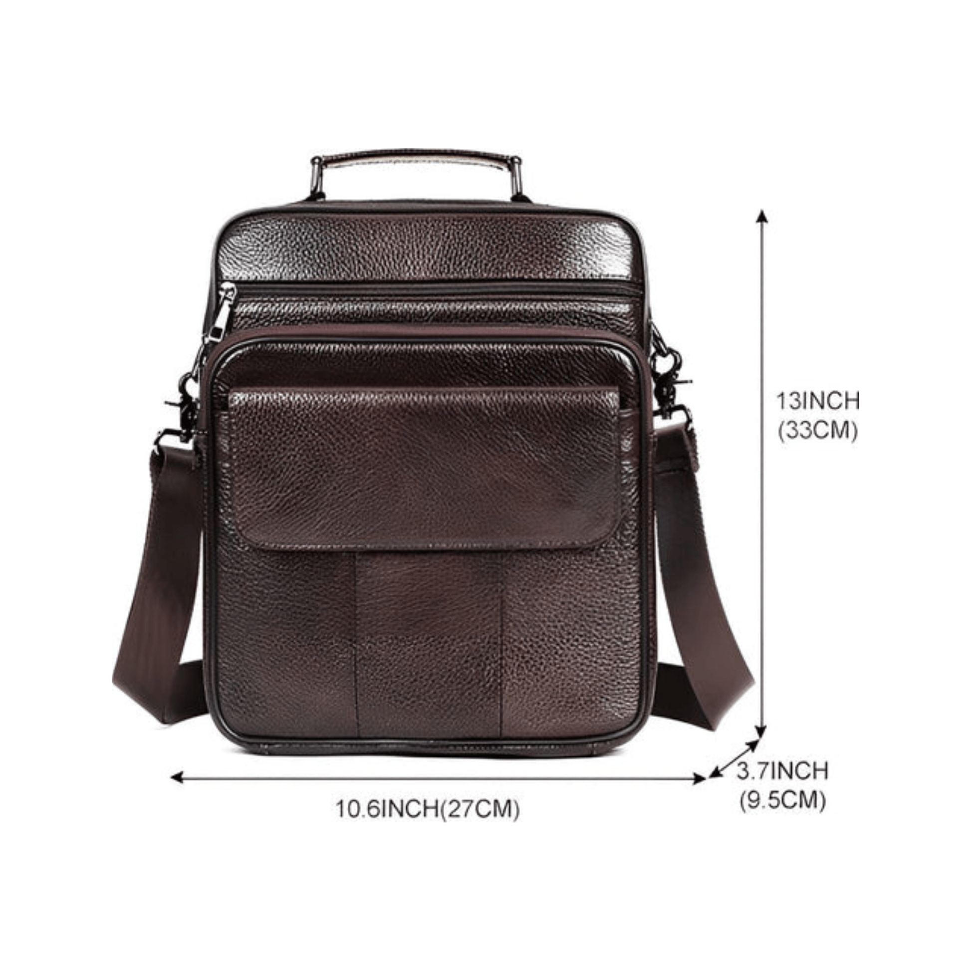 CarryQuest® - Heren Schoudertas - Casual crossbody messenger van leer - Zwart