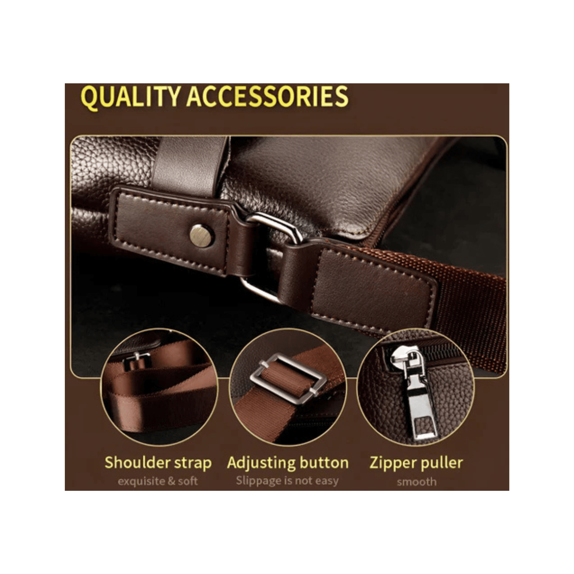 CarryQuest® - Heren Schoudertas PU Leder - Koerierstas - Zakelijke Tassen - Koffie