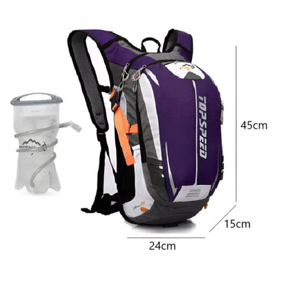 CarryQuest® - Hydratatie Rugzak voor Fietsen - 18L Volume + 2L Waterzak - Waterdicht Nylon - Wandelrugzak - Paars