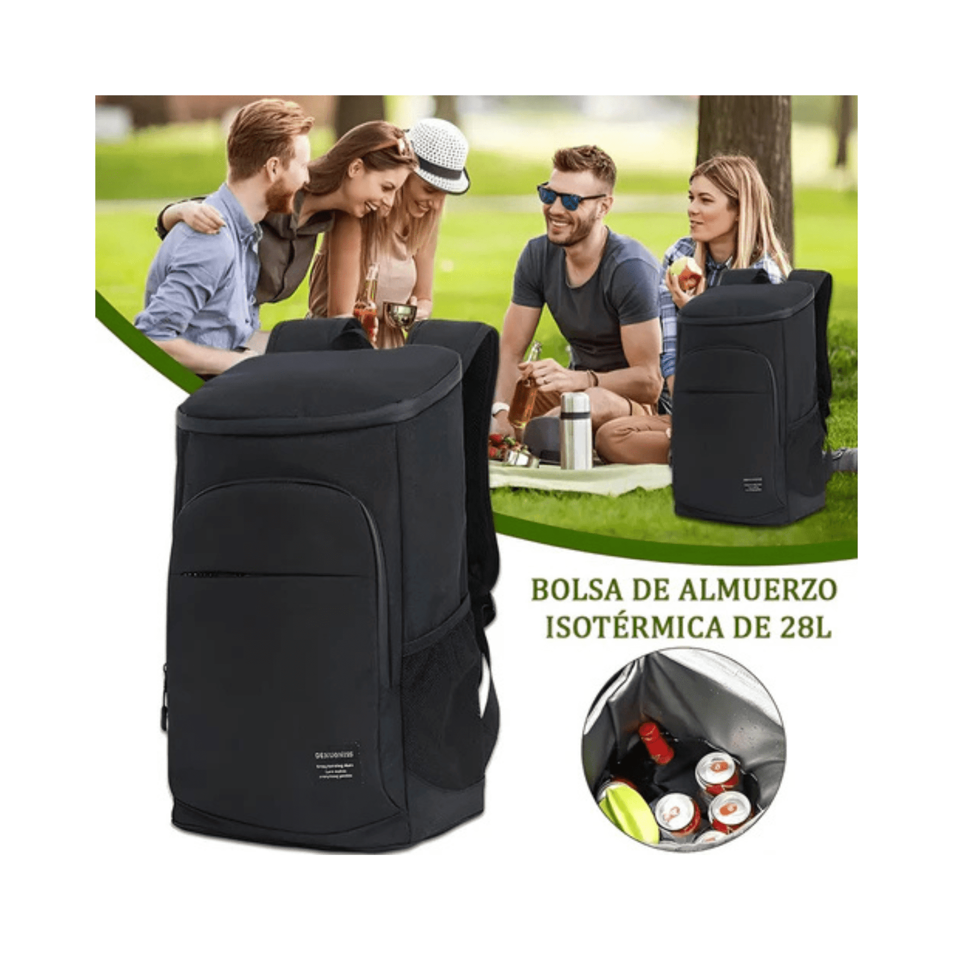CarryQuest® - Ideaal voor Picknicks - Lekvrij & Duurzaam - Voedsel Drank Opbergtas - Grijs