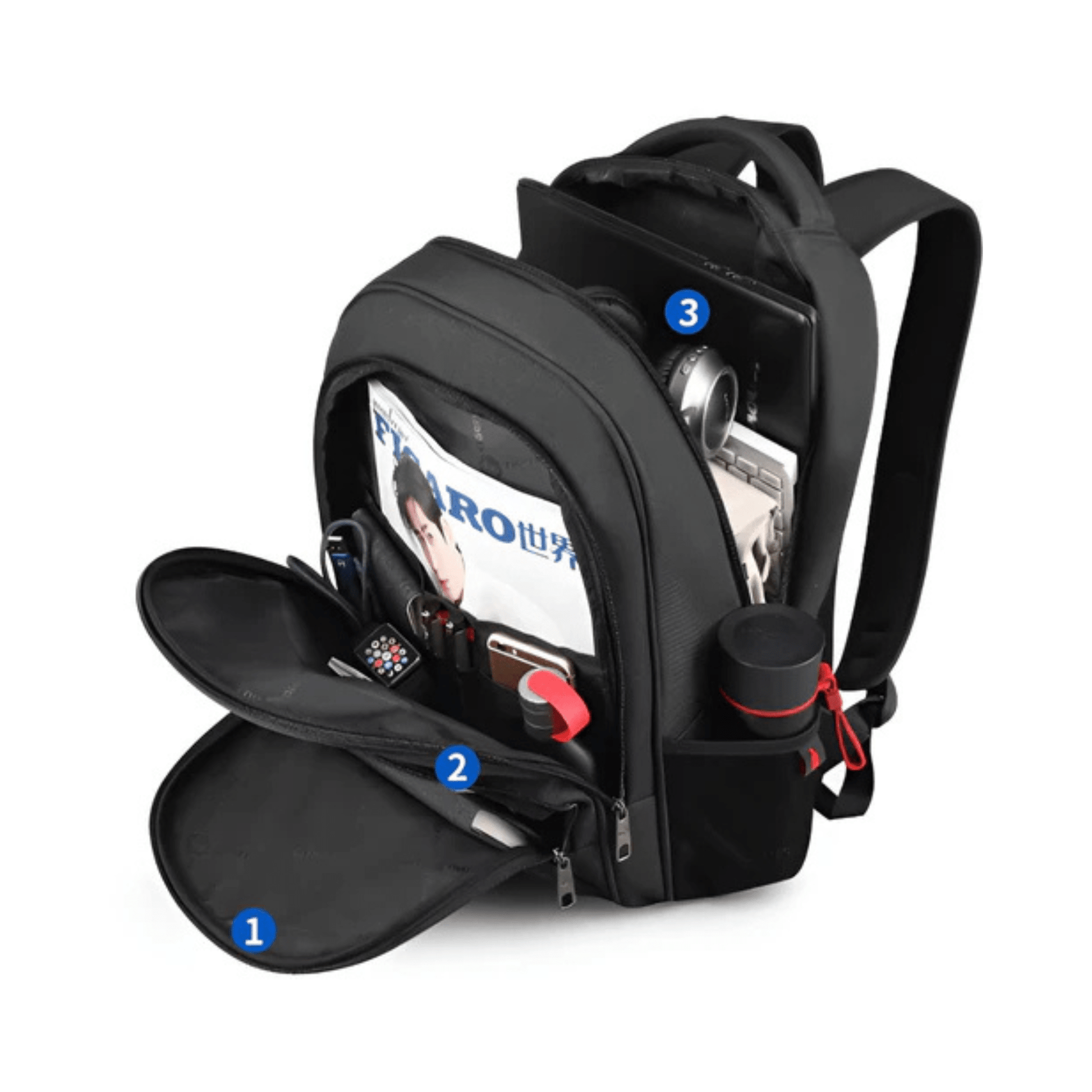 CarryQuest® - Laptop Rugzak 15.6" - Grote Capaciteit + Waterdicht + USB - Zwart