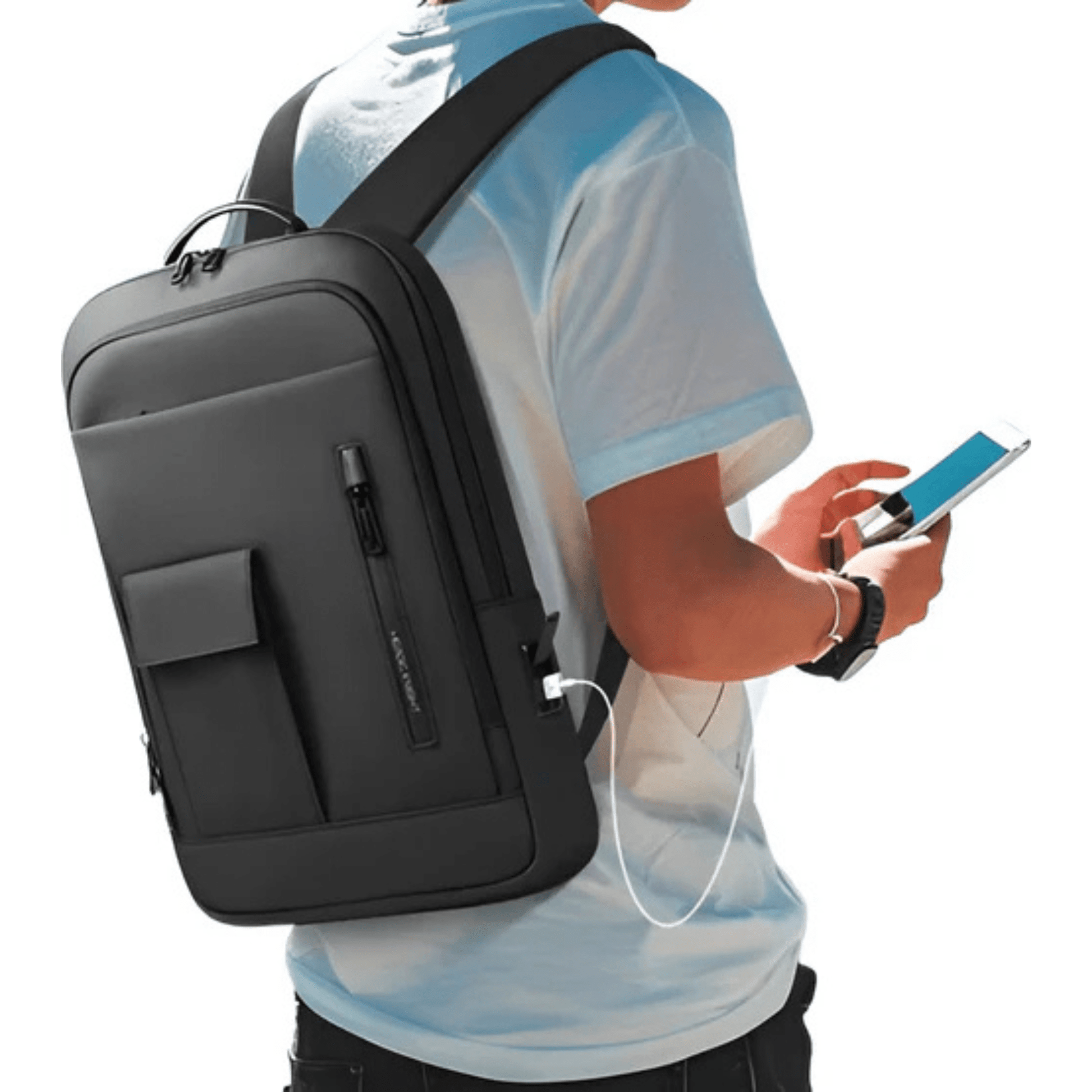 CarryQuest® - Laptop Rugzak voor Mannen - 15.6" Laptoptas - Waterdicht - USB - Oplaadpoort - Grijs