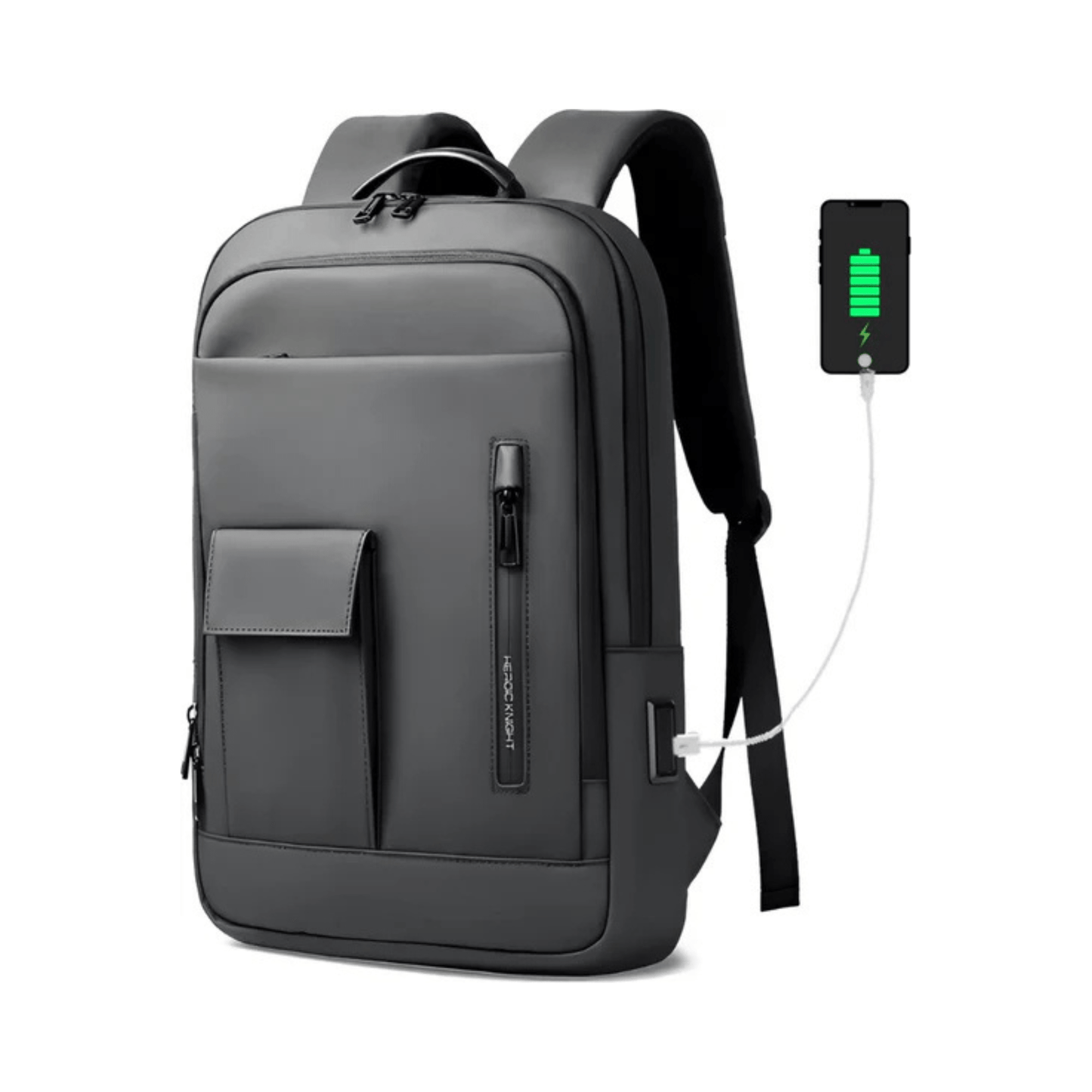 CarryQuest® - Laptop Rugzak voor Mannen - 15.6" Laptoptas - Waterdicht - USB - Oplaadpoort - Grijs