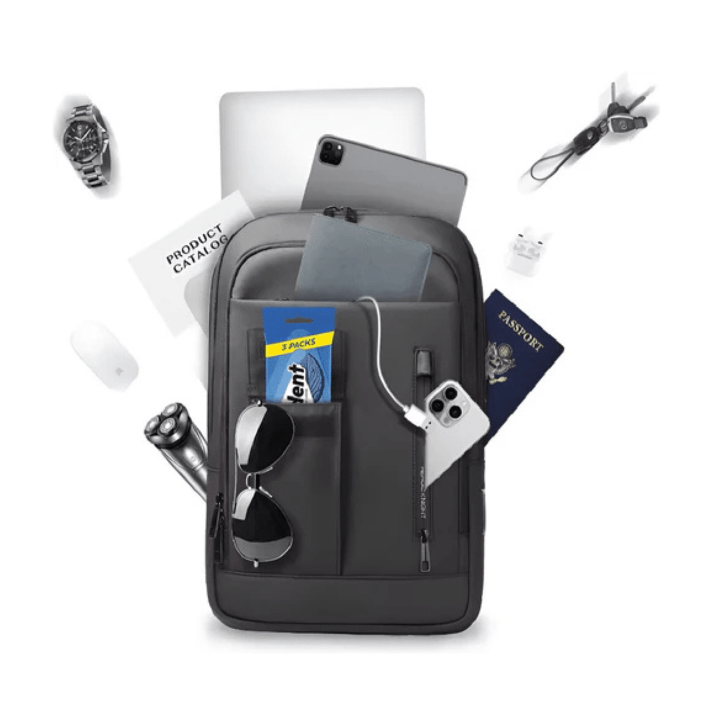 CarryQuest® - Laptop Rugzak voor Mannen - 15.6" Laptoptas - Waterdicht - USB - Oplaadpoort - Groen