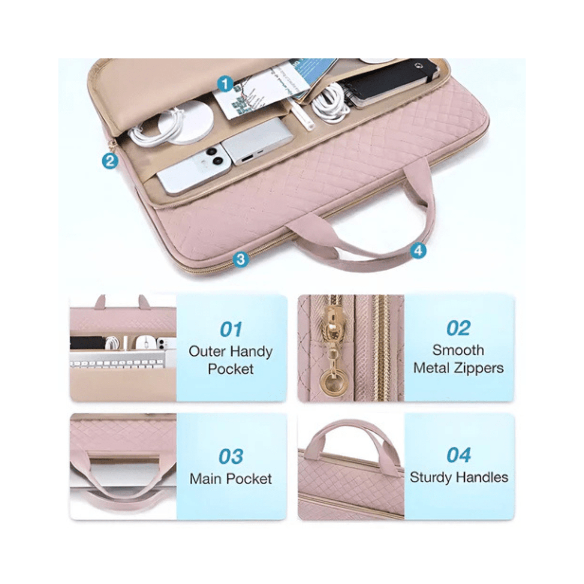 CarryQuest® - Laptoptas - Multifunctionele Laptop Messenger Tas - 15.6 inch MacBook Pro/Air - Beige