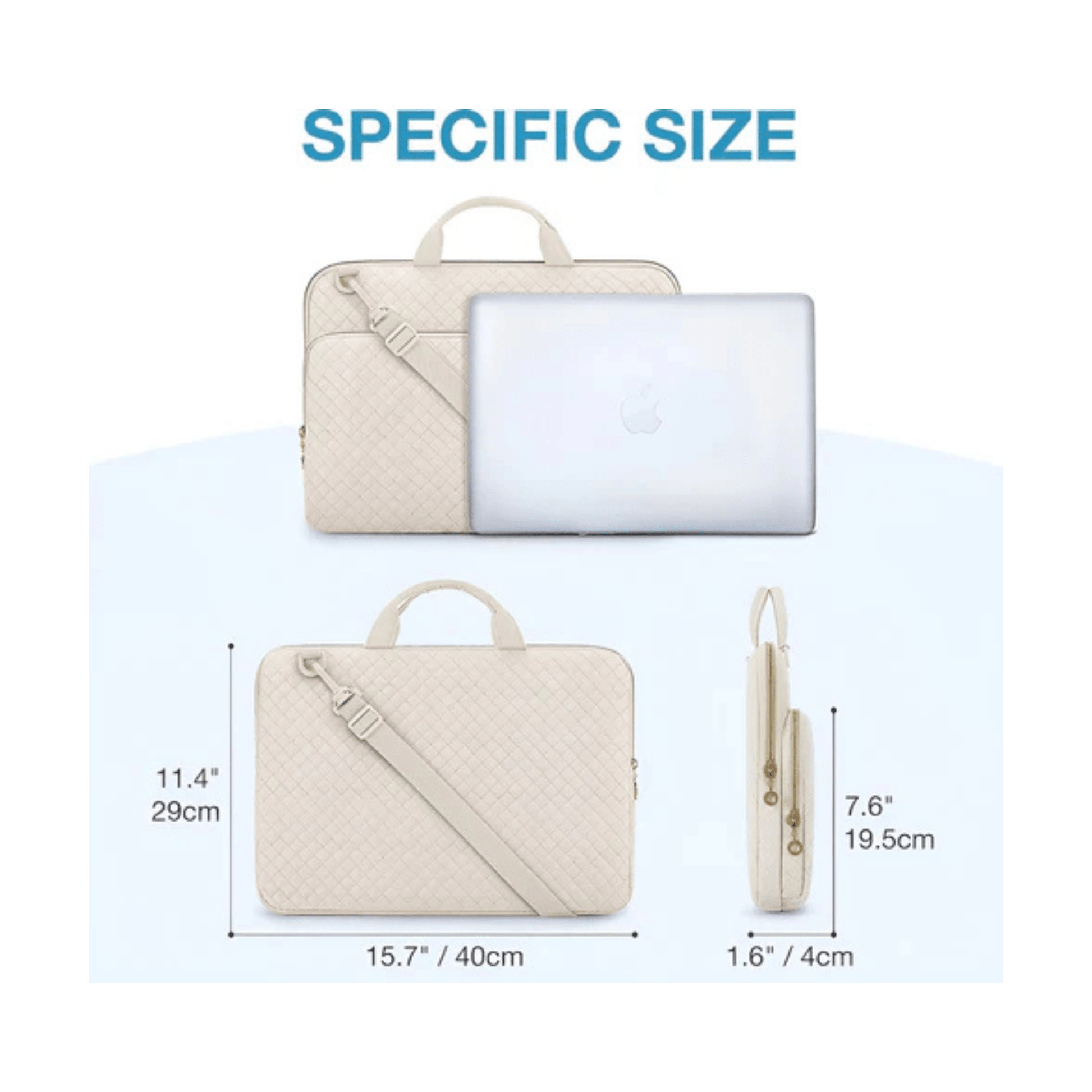CarryQuest® - Laptoptas - Multifunctionele Laptop Messenger Tas - 15.6 inch MacBook Pro/Air - Beige