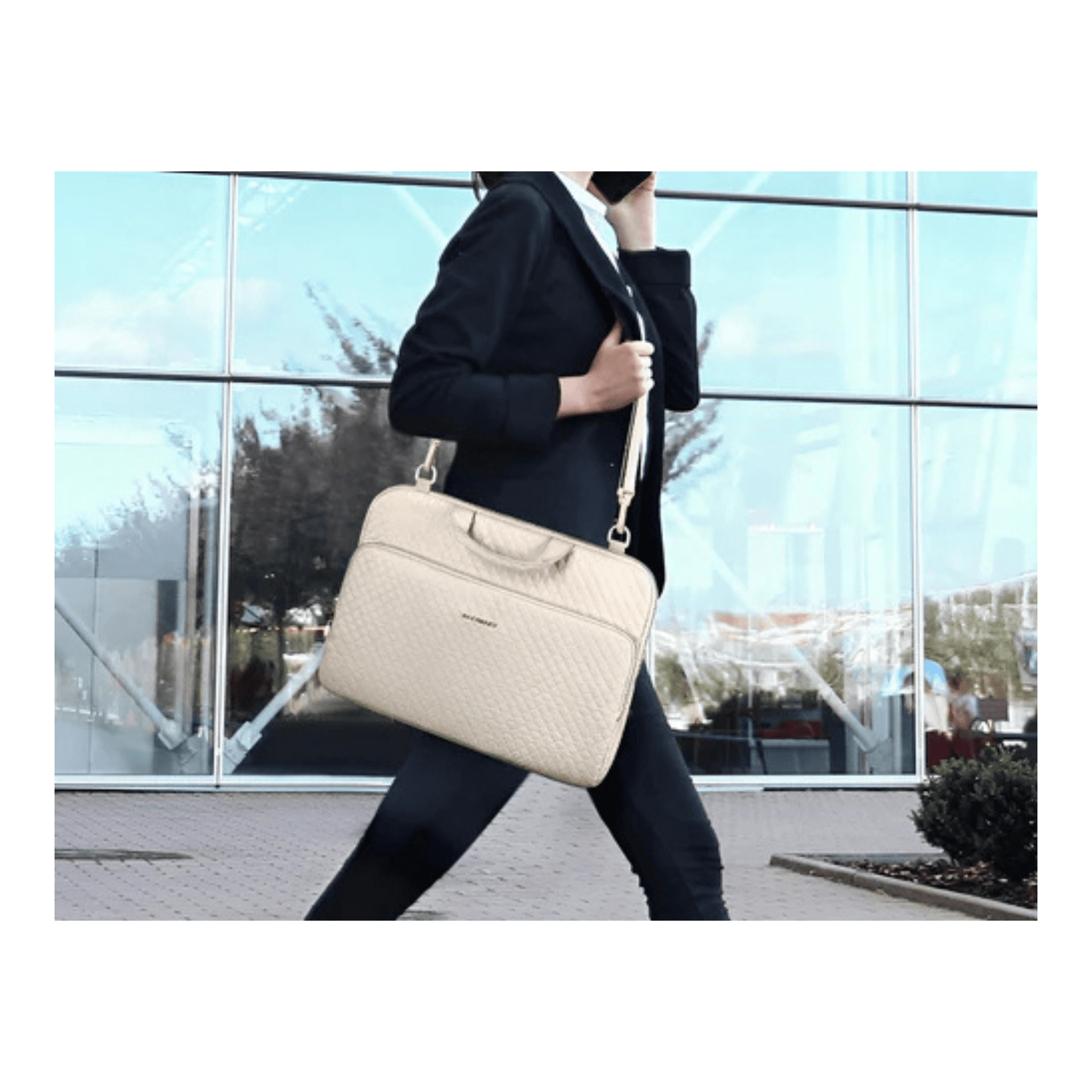 CarryQuest® - Laptoptas - Multifunctionele Laptop Messenger Tas - 15.6 inch MacBook Pro/Air - Beige