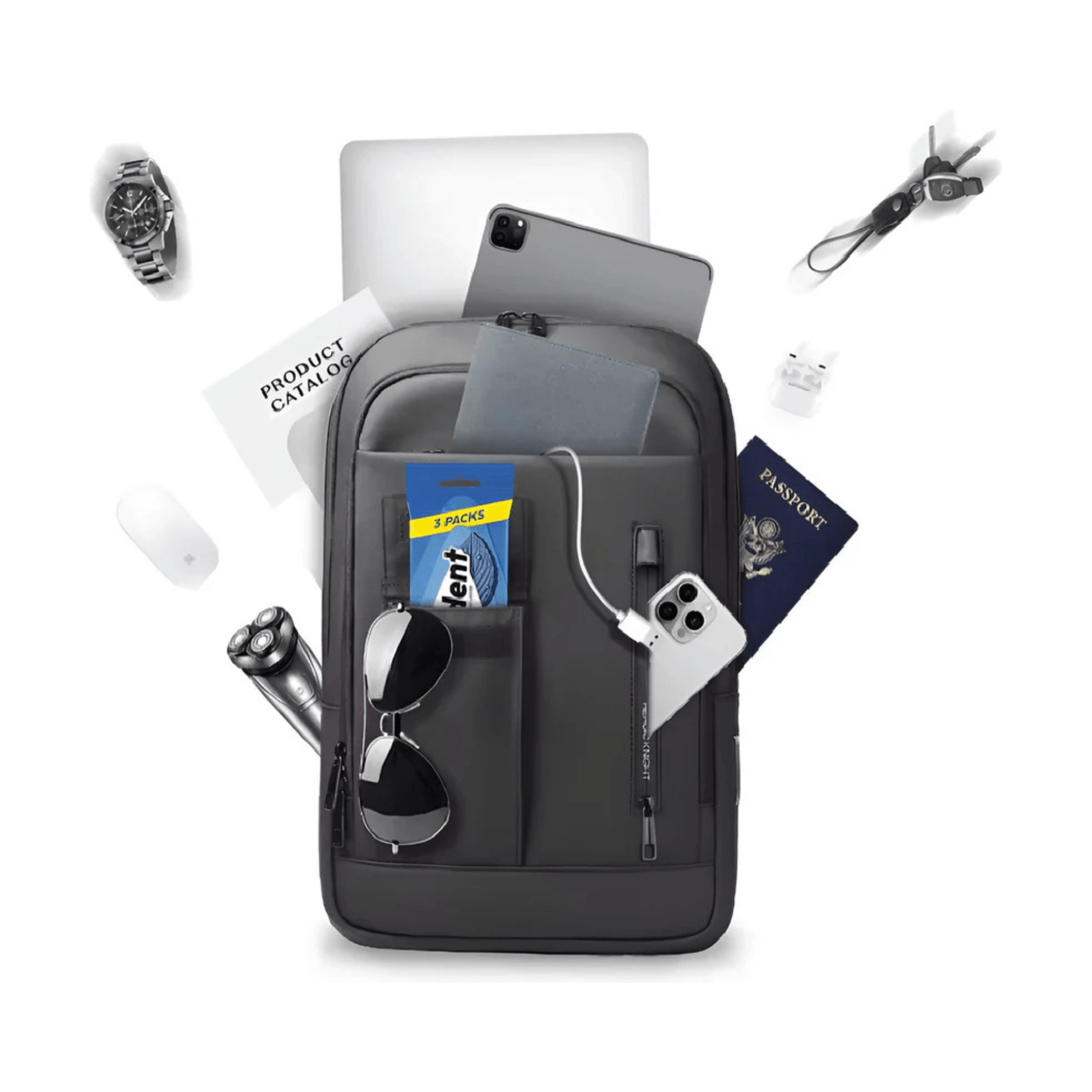 CarryQuest® - Laptoptas - Rugzak - Mannen - 15.6 Inch - Waterdicht - Lichtgewicht - Zwart