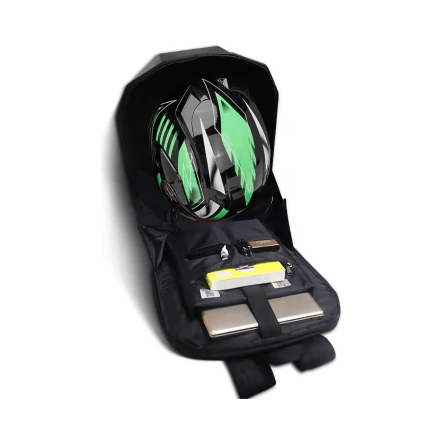 CarryQuest® - LED - rugzak met - Maat L - Compatibel met Motor helm - Zwart