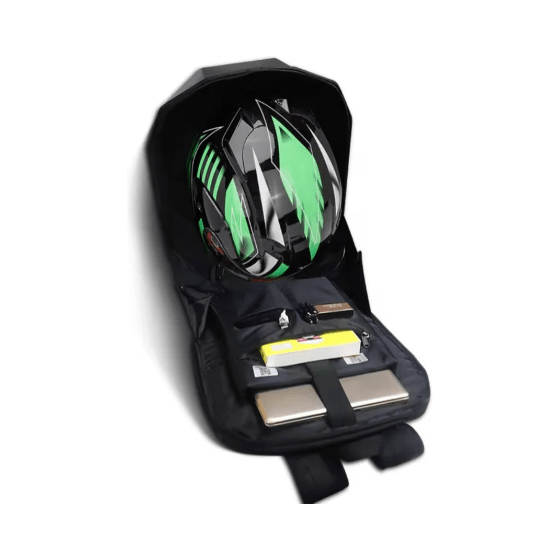CarryQuest® - LED - rugzak met - Maat L - Compatibel met Motor helm - Zwart