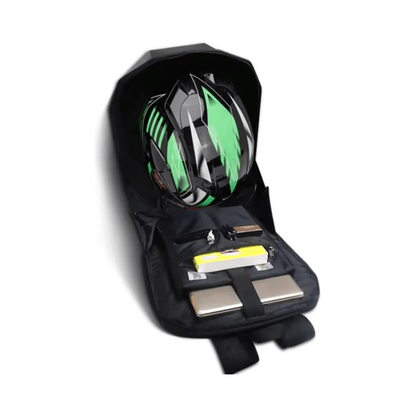 CarryQuest® - LED - rugzak met - Maat L - Compatibel met Motor helm - Zwart