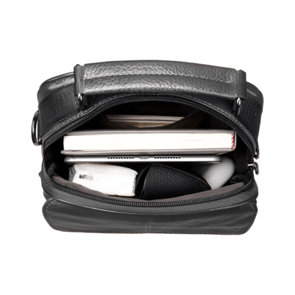 CarryQuest® - Lederen Crossbody Bag - Verstelbare Schouderband - Echt Leder - Zwart
