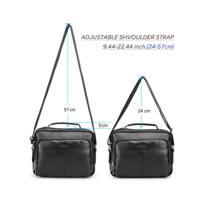 CarryQuest® - Leren Heren Schoudertas - Grote Capaciteit Handtassen - Koerierstas - Zwart