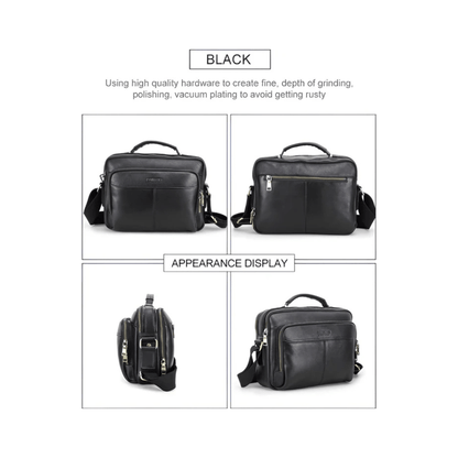 CarryQuest® - Leren Heren Schoudertas - Grote Capaciteit Handtassen - Koerierstas - Zwart