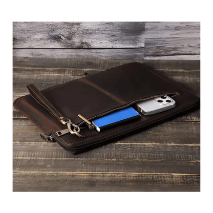 CarryQuest® - Leren Laptoptas voor Macbook Air M1 M2 M3 Pro inch - Luxe en Beschermende Aktetas - Koffie