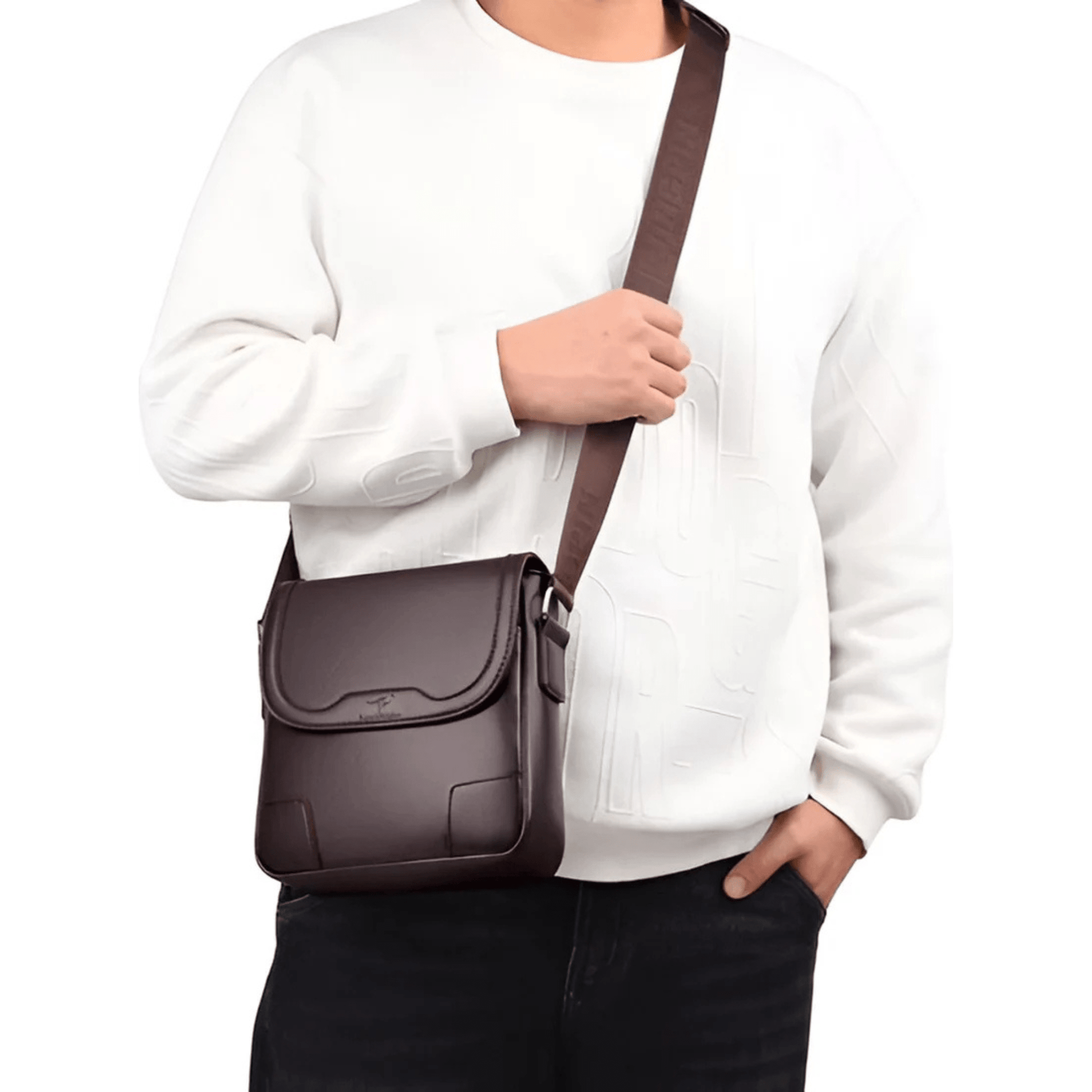 CarryQuest® - Luxe Heren Lederen Schoudertas - Waterdicht Zakelijke Handtas - Bruin